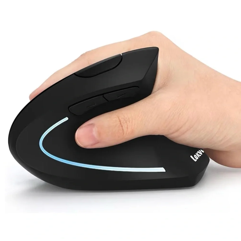 Levkey Vertical Black Ergonomic Rechargeable Wireless Mouse (A171)